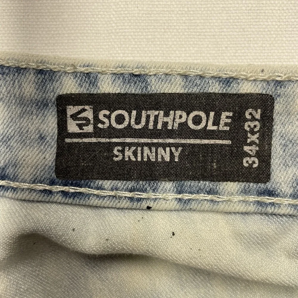 Vintage SouthPole Skinny‎ Jeans 34x32 Graffiti Alpha Omega Paint Skater Y2K